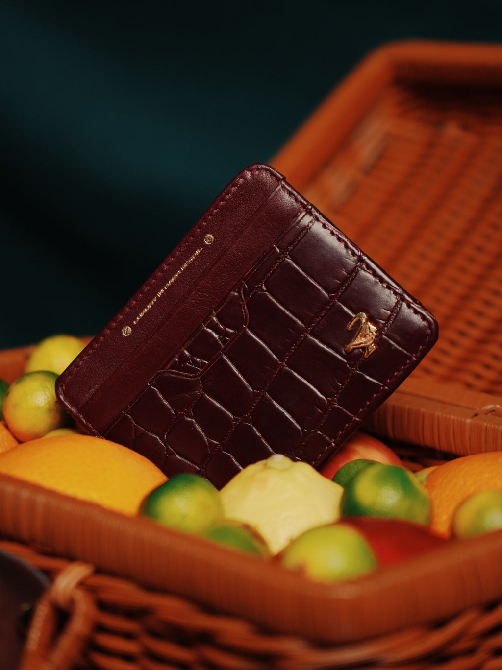 21st Gator Leather Merlot Burgundy Cardholder