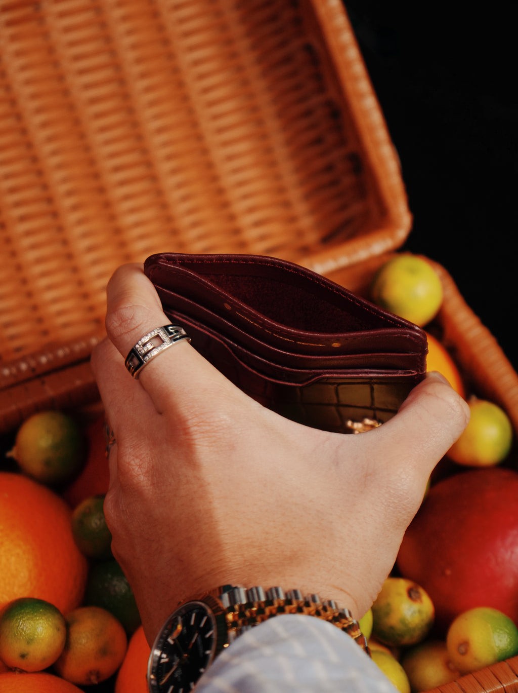 21st Gator Leather Merlot Burgundy Cardholder