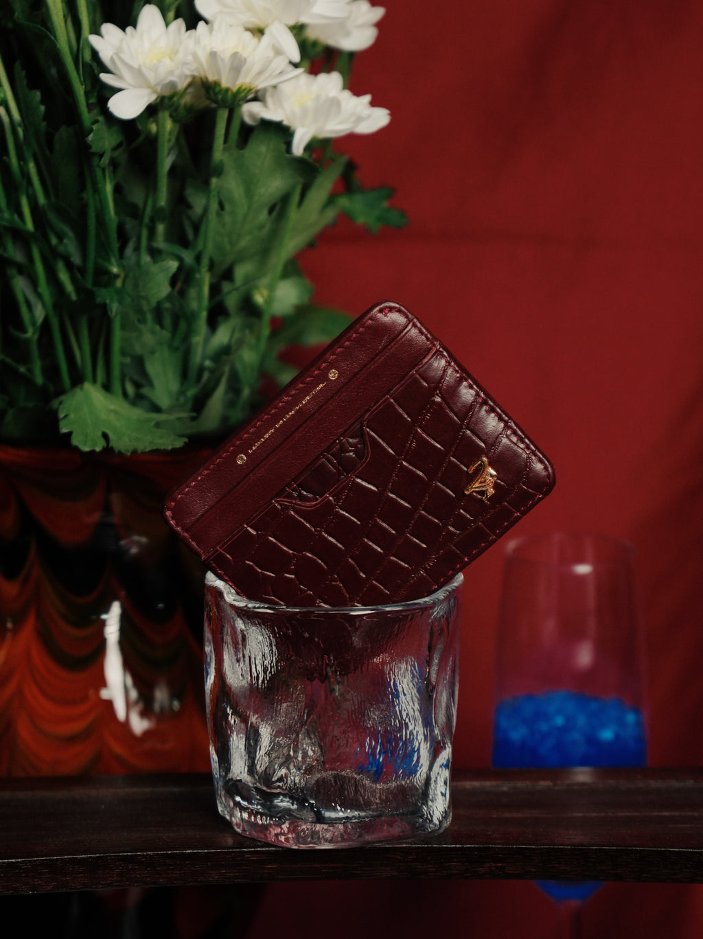 21st Gator Leather Merlot Burgundy Cardholder
