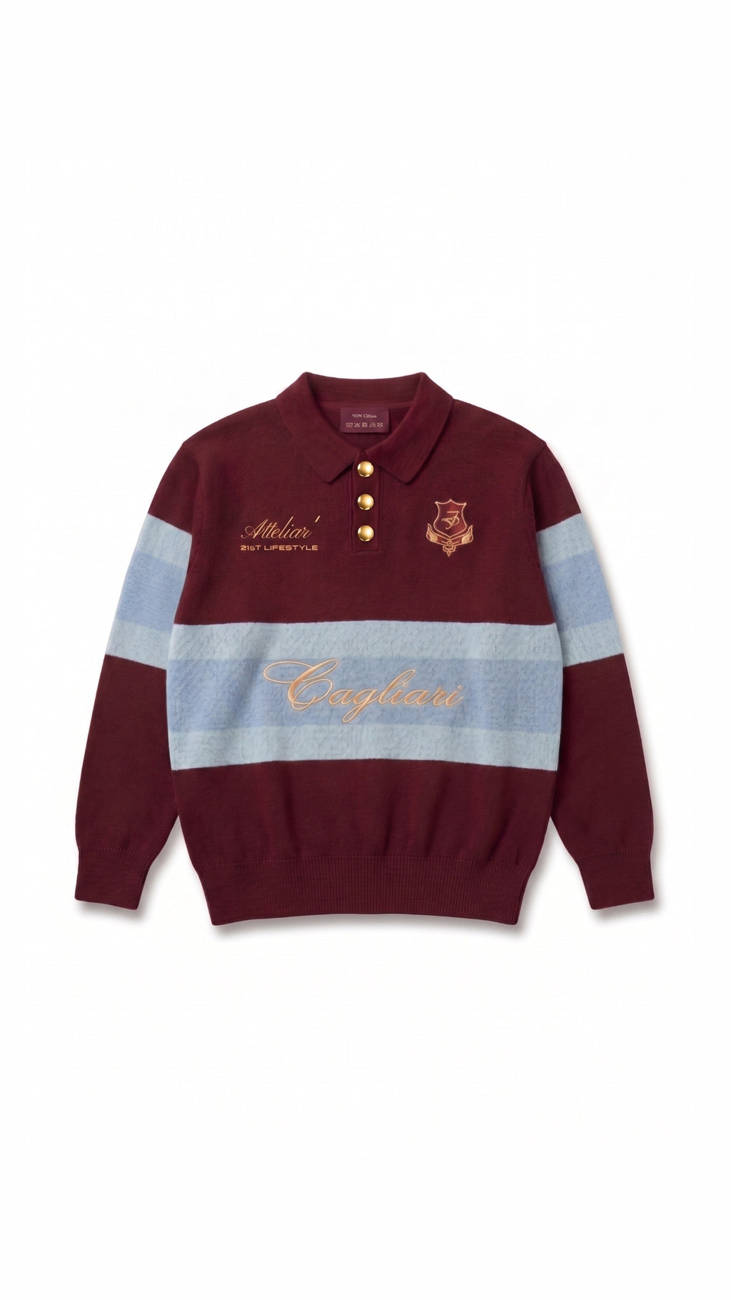 21stLifestyle x Cagliari : The Mansion Collection Polo Stripe Ash Burgundy