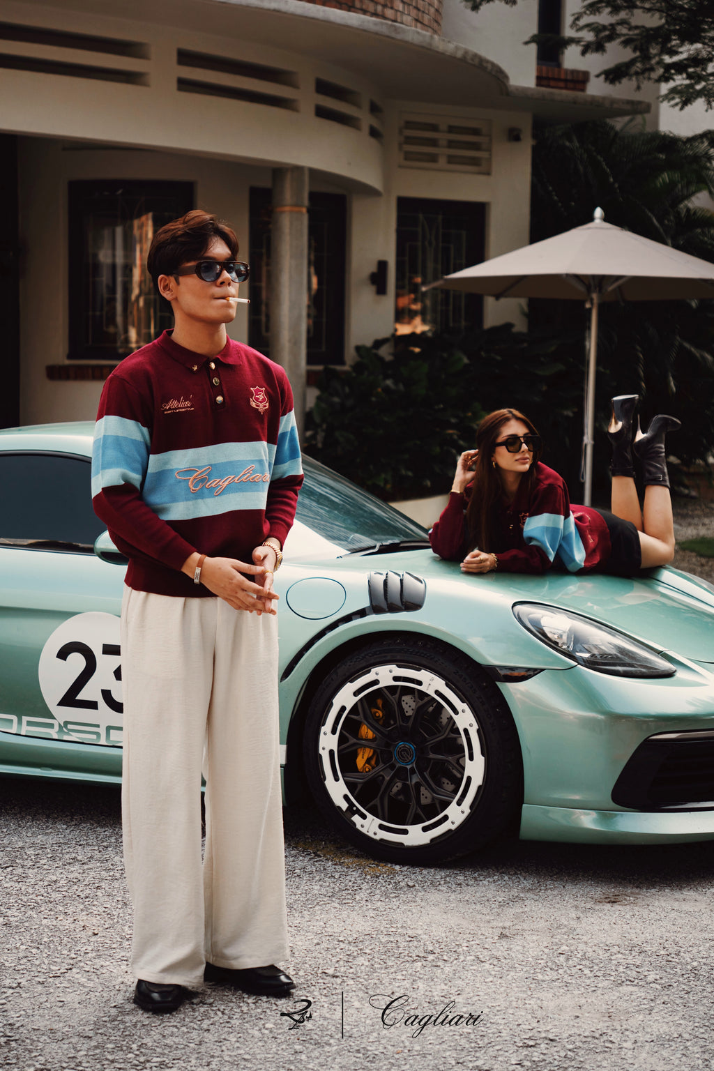 21stLifestyle x Cagliari : The Mansion Collection Polo Stripe Ash Burgundy