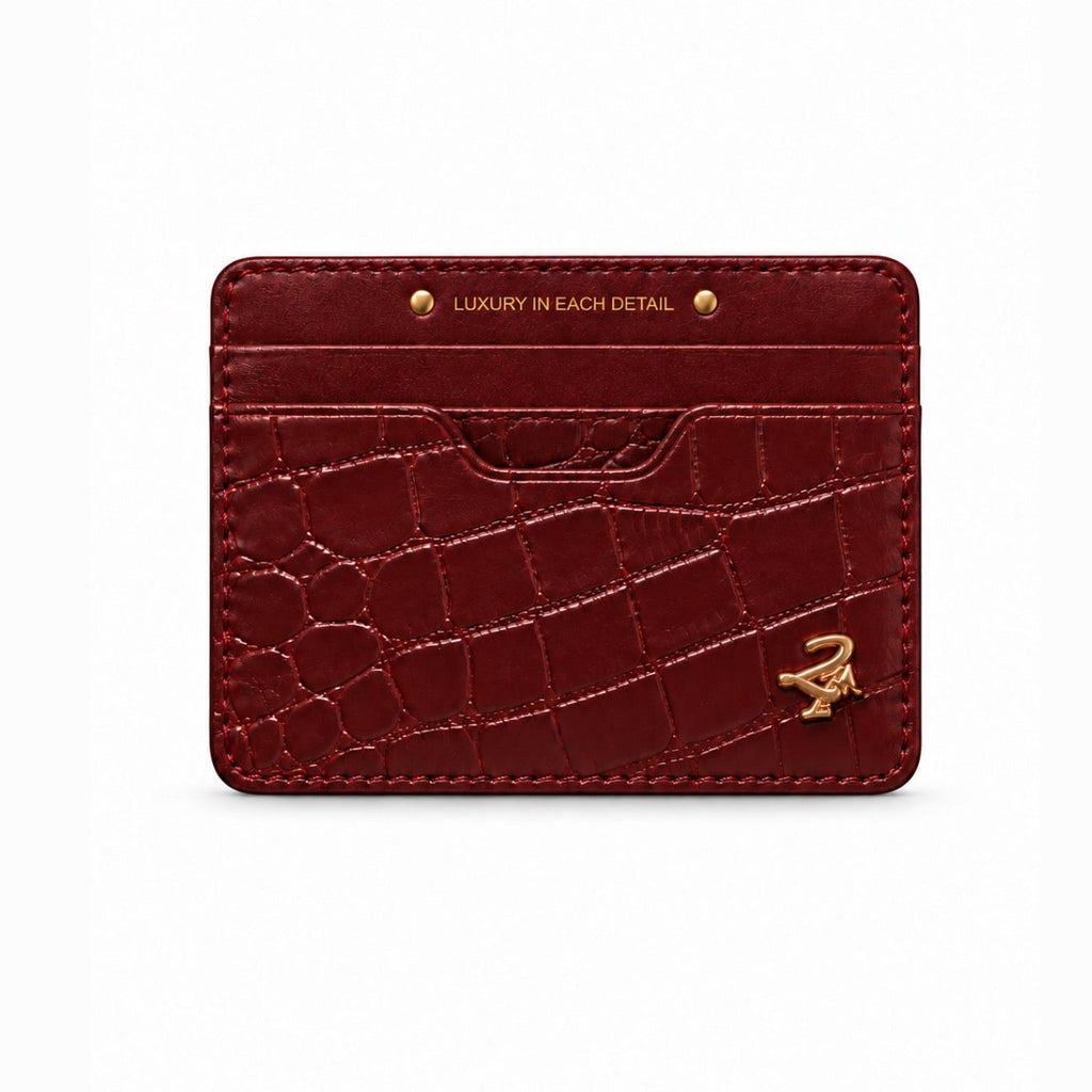 21st Gator Leather Merlot Burgundy Cardholder